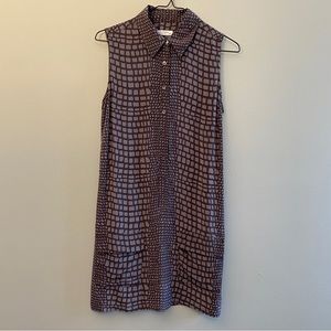 Equipment Femme Lucida Grey Print Silk Dress - Size: XS